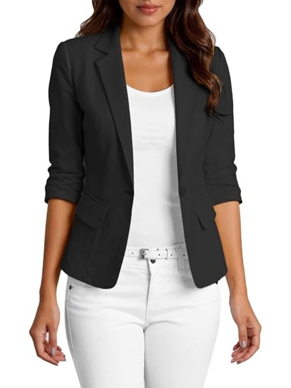 Oxford Regent Blazer Jacket Womens XS Black 3/4 Sleeves One Button